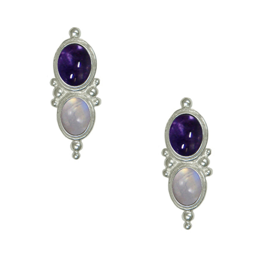 Sterling Silver Drop Dangle Earrings With Iolite